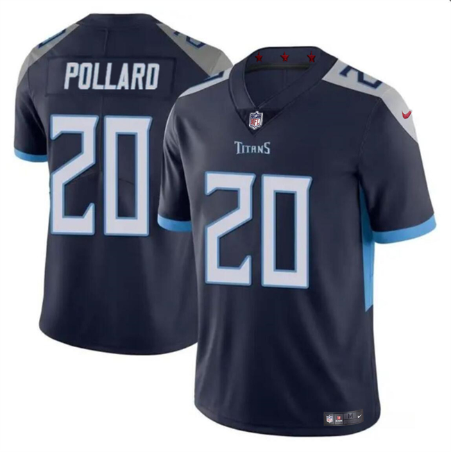Men's Tennessee Titans #20 Tony Pollard Navy Vapor Limited Football Stitched Jersey