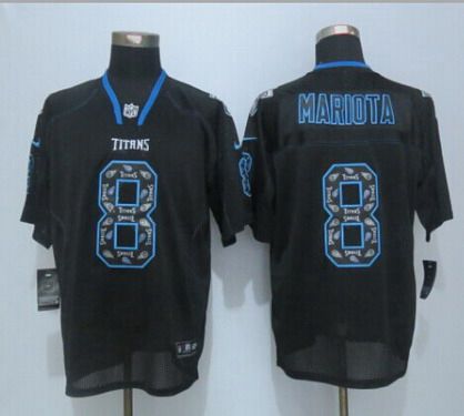 Men's Tennessee Titans #8 Marcus Mariota Nike Lights Out Black Ornamented Elite Jersey