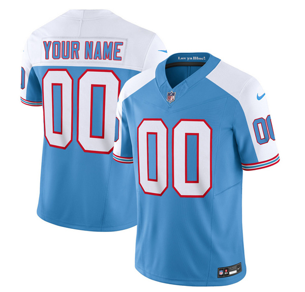 Men's Tennessee Titans Active Player Custom Blue White 2023 F.U.S.E. Vapor Limited Throwback Football Stitched Jersey