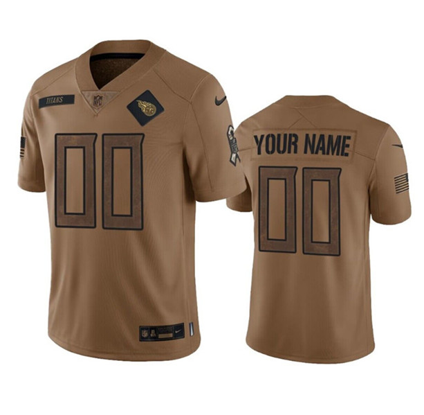 Men's Tennessee Titans Active Player Custom Brown 2023 Salute To Service Football Stitched Jersey