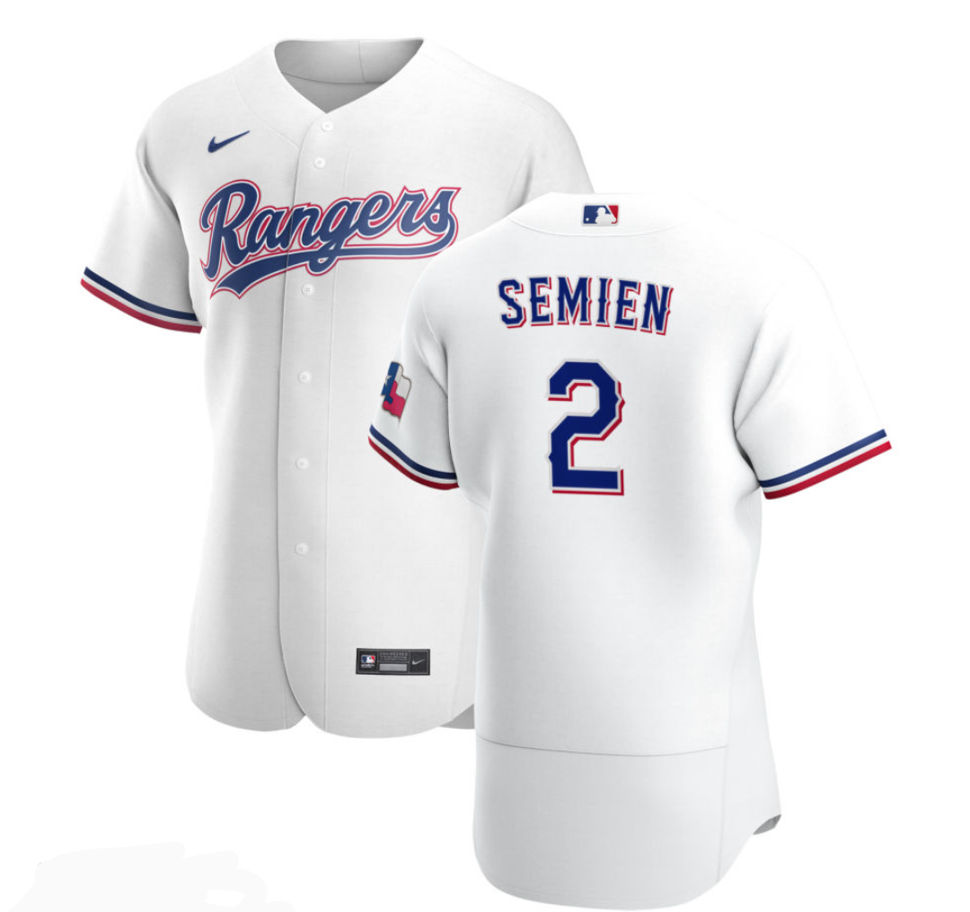 Men's Texas Rangers #2 Marcus Semien White Stitched MLB Flex Base Nike Jersey