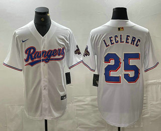 Men's Texas Rangers #25 Jose Leclerc White 2024 Gold Collection Limited Cool Base Jersey