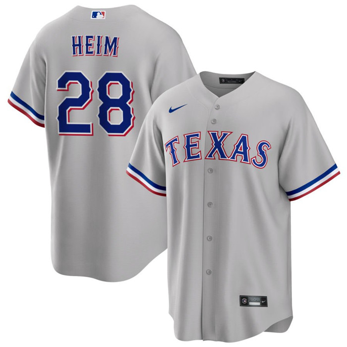 Men's Texas Rangers #28 Jonah Heim Gray Cool Base Stitched Baseball Jersey