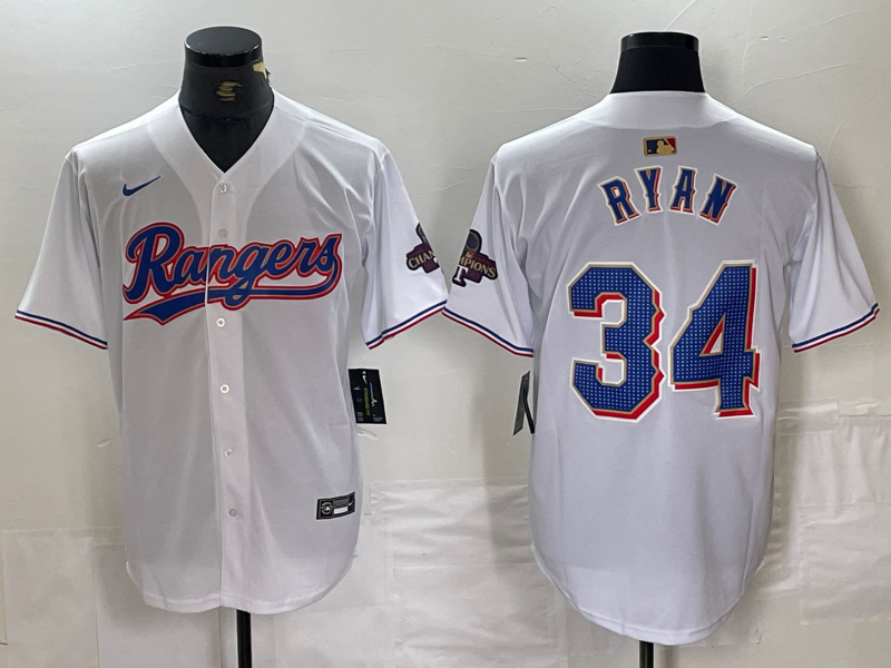Men's Texas Rangers #34 Nolan Ryan White 2024 Gold Collection Limited Cool Base Jersey