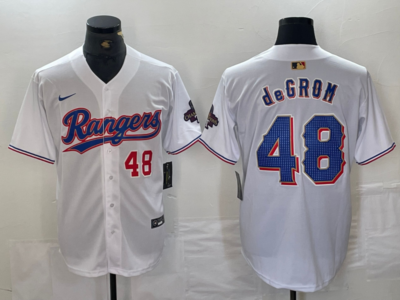 Men's Texas Rangers #48 Jacob deGrom Number White 2024 Gold Collection Limited Cool Base Jerseys