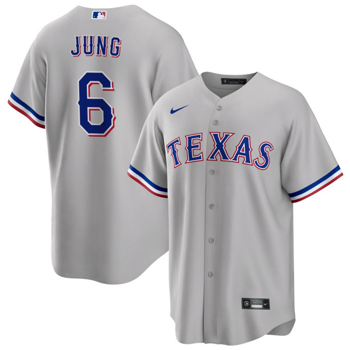 Men's Texas Rangers #6 Josh Jung Gray Cool Base Stitched Baseball Jersey