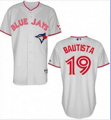Men's Toronto Blue Jays #19 Jose Bautista 2015 Canada Day White Jersey