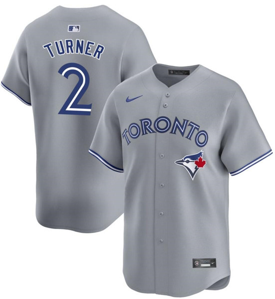 Men's Toronto Blue Jays #2 Justin Turner Gray Cool Base Stitched Jersey