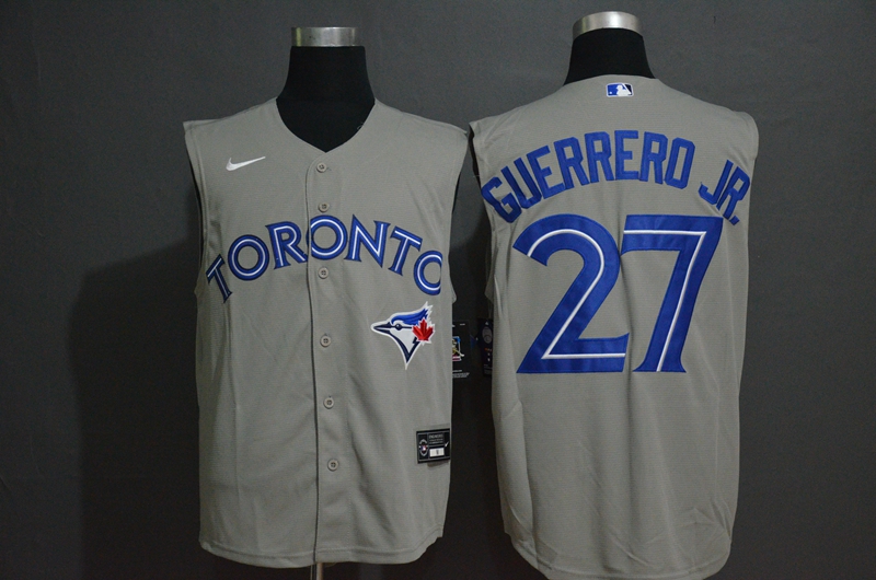 Men's Toronto Blue Jays #27 Vladimir Guerrero Jr. Grey 2020 Cool and Refreshing Sleeveless Fan Stitched MLB Nike Jersey