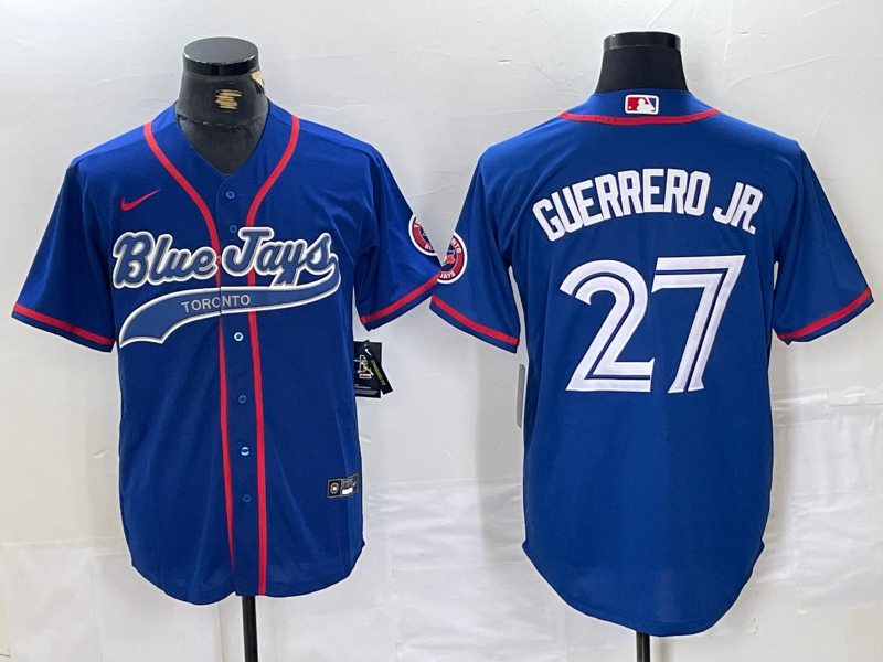 Men's Toronto Blue Jays #27 Vladimir Guerrero Jr Blue Cool Base Stitched Baseball Jersey
