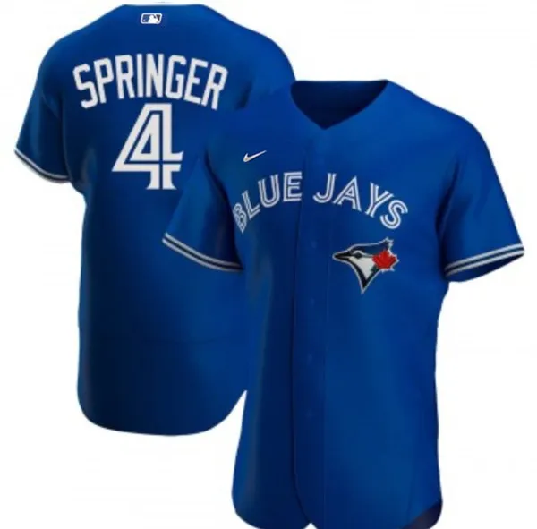 Men's Toronto Blue Jays #4 George Springer Royal Flex Base Stitched Jersey