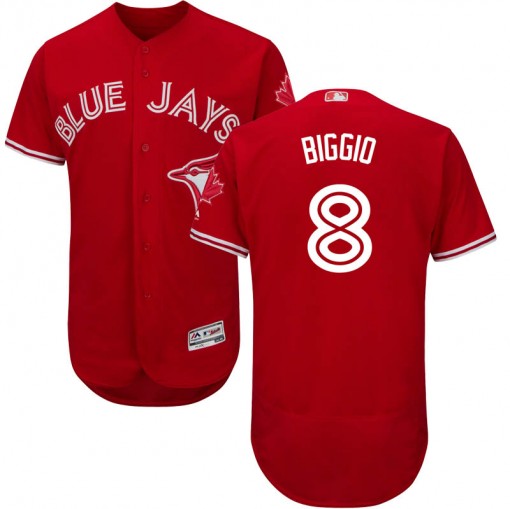 Men's Toronto Blue Jays #8 Cavan Biggio Authentic Scarlet Flex Base Alternate Collection Jersey