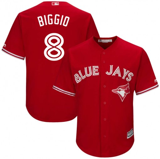 Men's Toronto Blue Jays #8 Cavan Biggio Replica Scarlet Cool Base Alternate Jersey