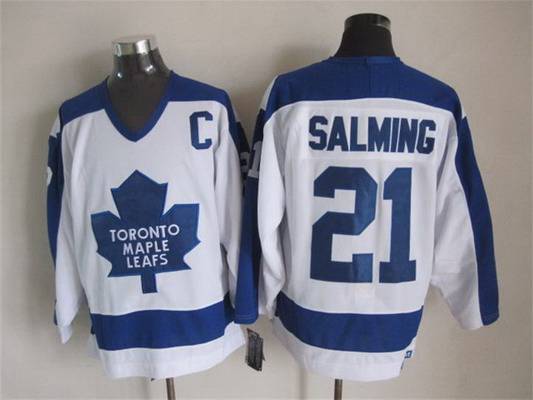 Men's Toronto Maple Leafs #21 Borje Salming 1982-83 White CCM Vintage Throwback Jersey