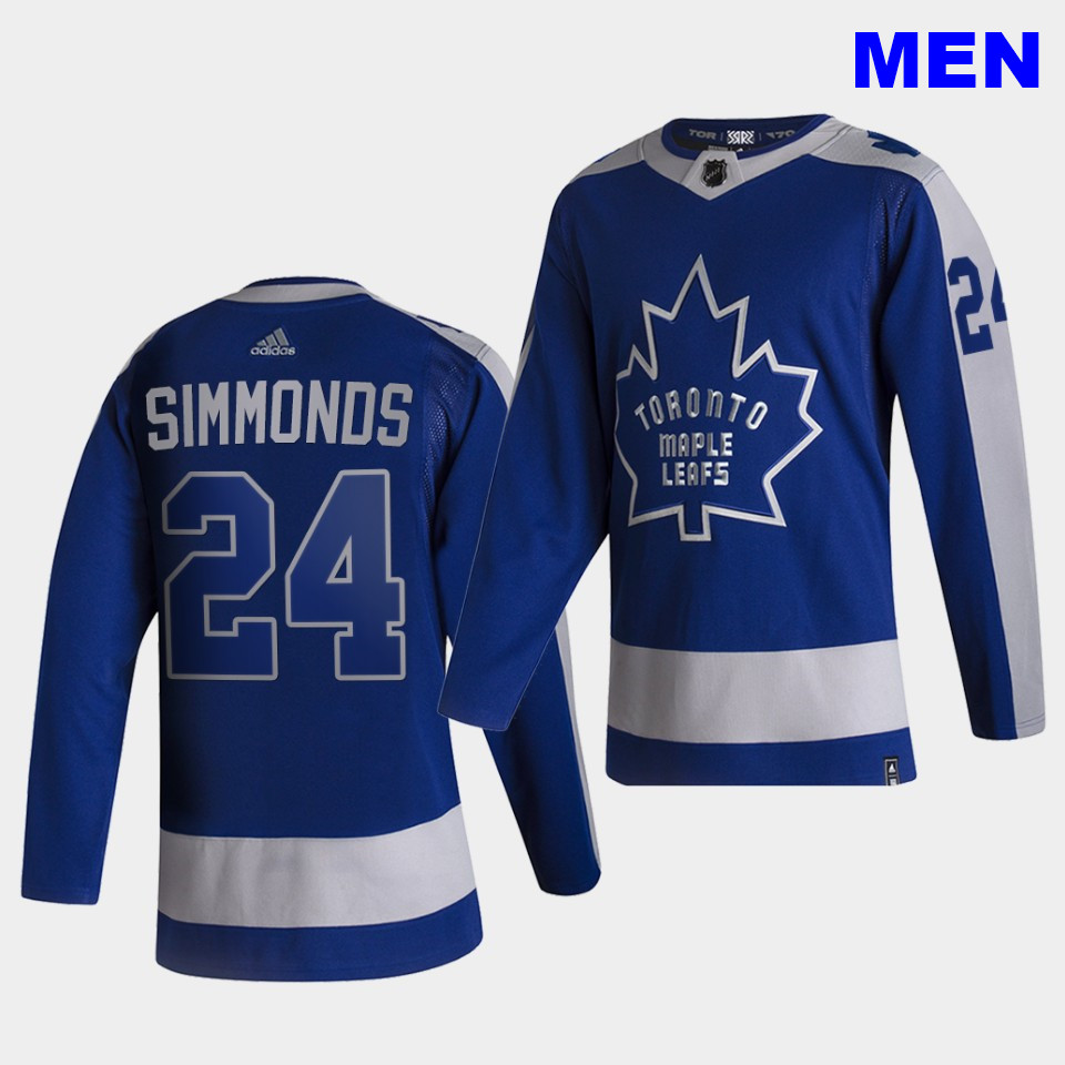Men's Toronto Maple Leafs #24 Wayne Simmonds 2021 Reverse Retro Blue Special Edition Authentic Jersey