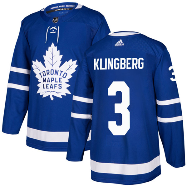 Men's Toronto Maple Leafs #3 John Klingberg Blue Stitched Jersey