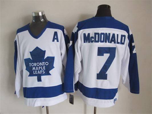Men's Toronto Maple Leafs #7 Lanny McDonald 1982-83 White CCM Vintage Throwback Jersey