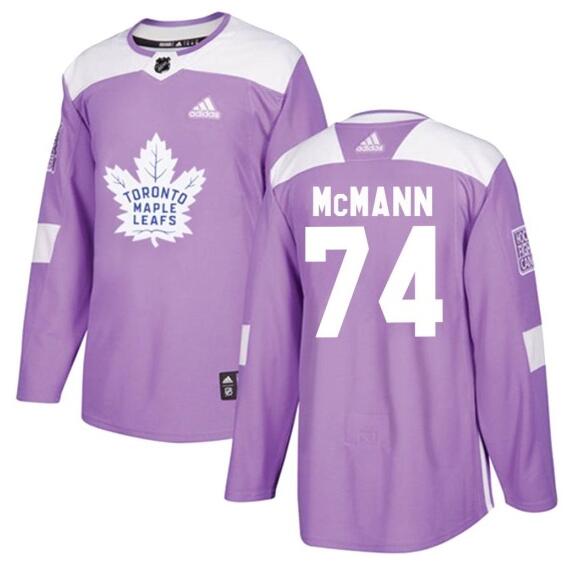 Men's Toronto Maple Leafs #74 Bobby McMann Adidas Authentic Fights Cancer Practice Jersey - Purple