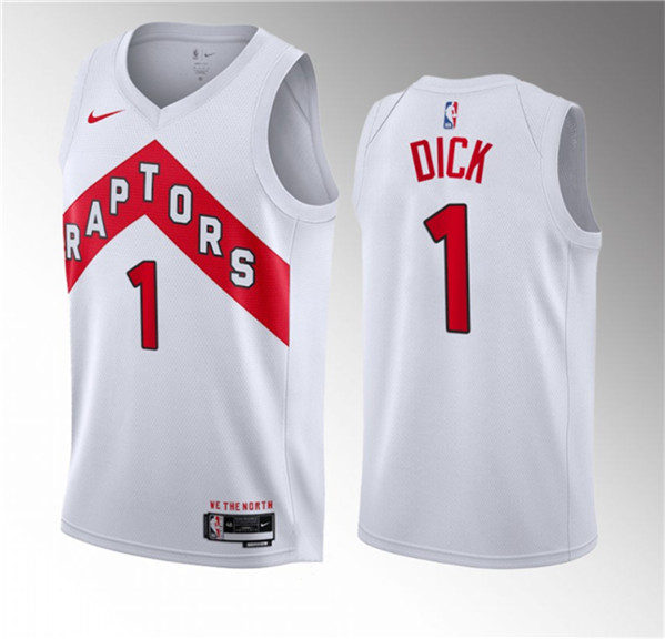 Men's Toronto Raptors #1 Gradey Dick White 2023 Draft Association Edition Stitched Basketball Jersey