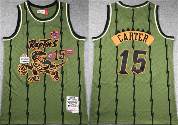 Men's Toronto Raptors #15 Vince Carter Green 1998-99 Throwback Stitched Jersey