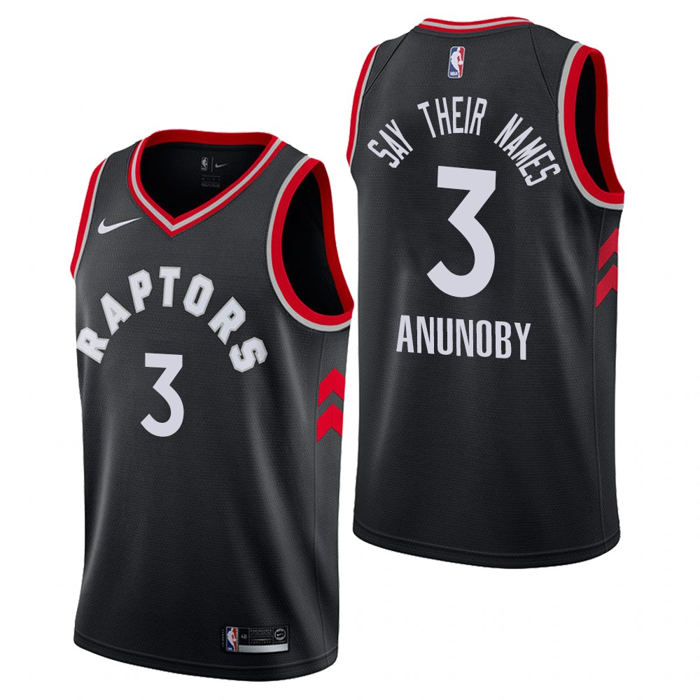 Men's Toronto Raptors #3 Anunoby Orlando Return Say Their Names Jersey Black
