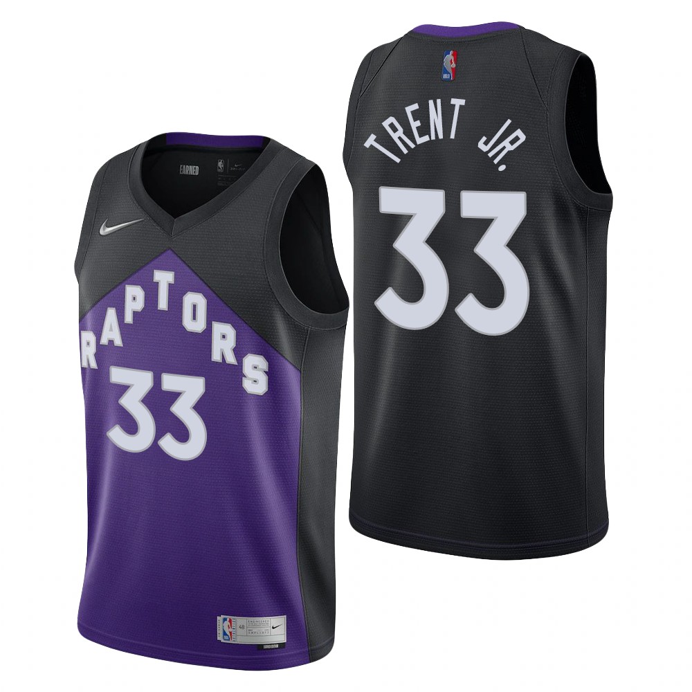 Men's Toronto Raptors #33 Gary Trent Jr. Purple Black Earned 2021 Jersey