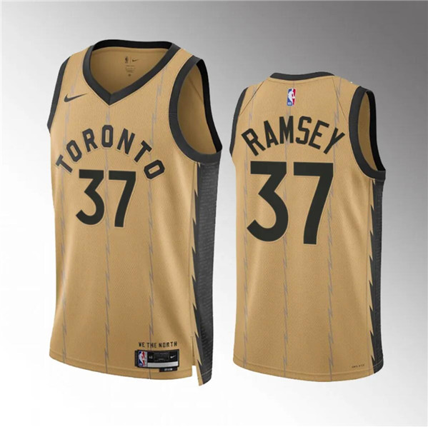 Men's Toronto Raptors #37 Jahmi'us Ramsey Gold 2023-24 City Edition Stitched Basketball Jersey
