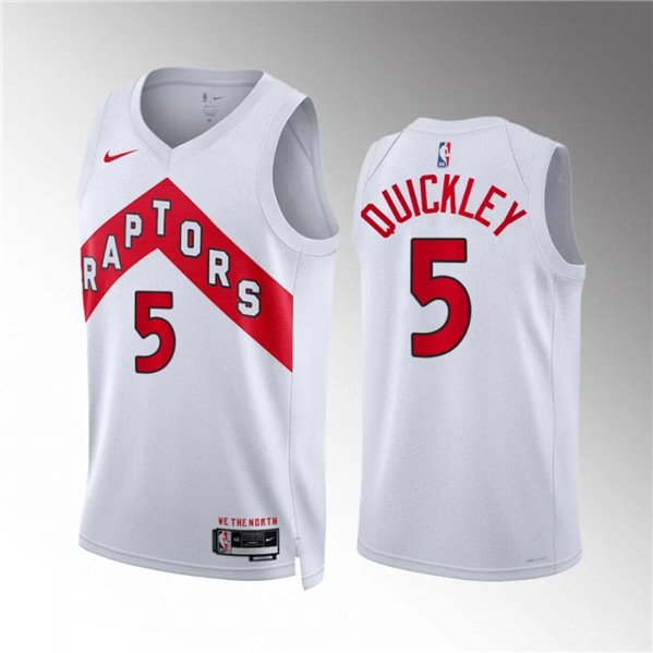 Men's Toronto Raptors #5 Immanuel Quickley White Association Edition Stitched Basketball Jersey