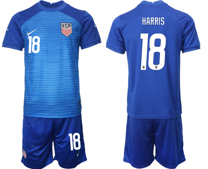 Men's United States #18 Harris Blue Soccer Jersey Suit