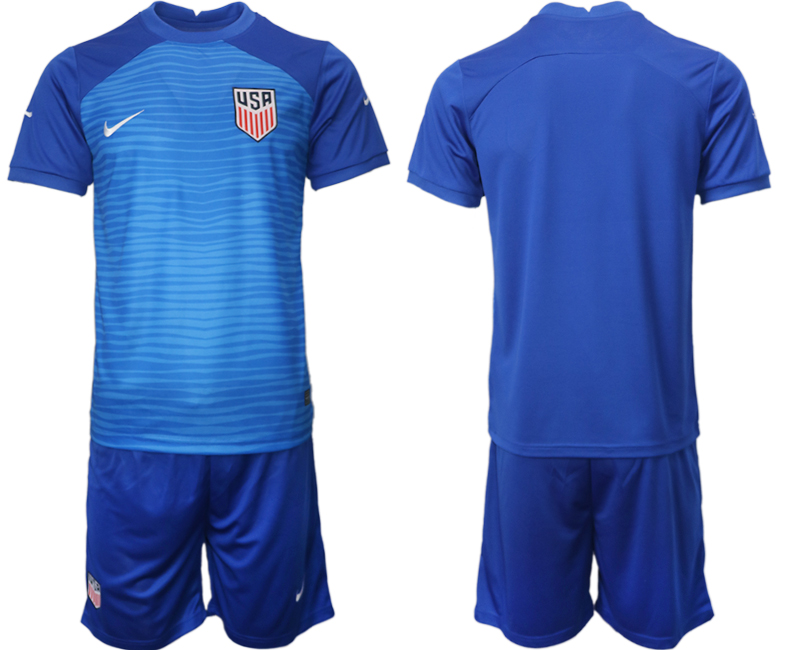 Men's United States Blank Blue AwaySoccer Jersey Suit
