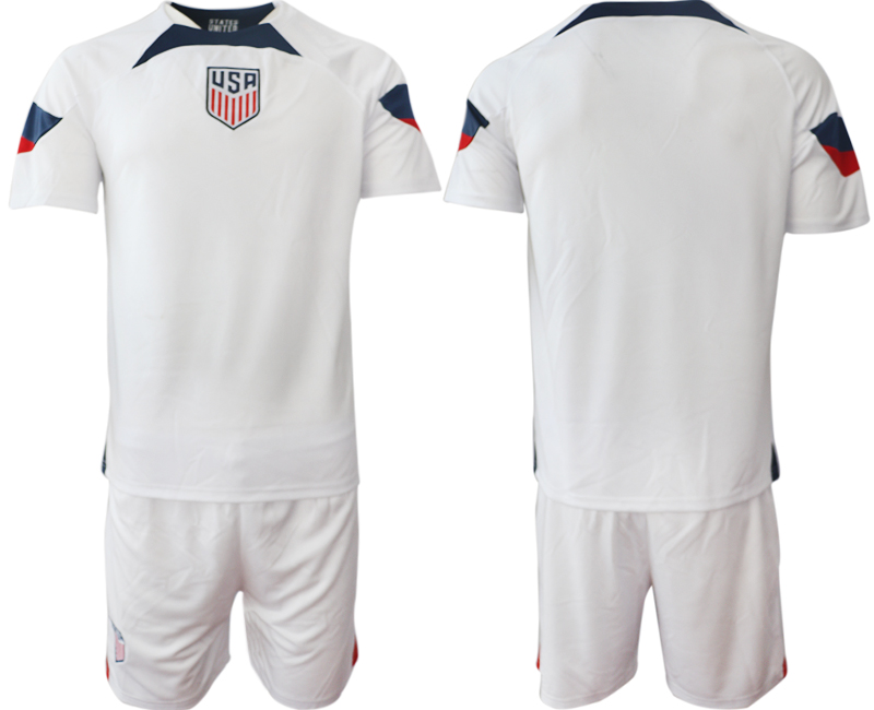 Men's United States Blank White Home Soccer Jersey Suit