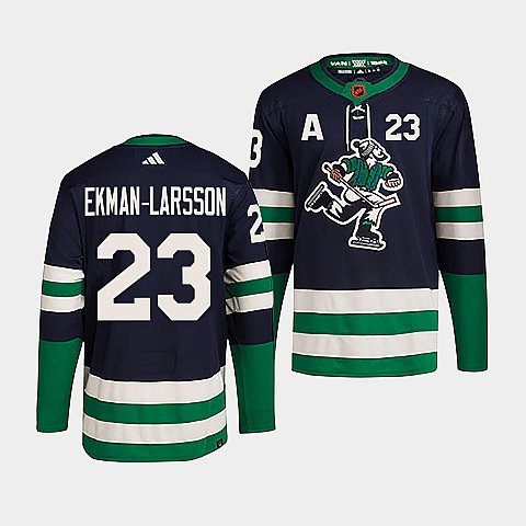 Men's Vancouver Canucks #23 Oliver Ekman-Larsson Navy 2022-2023 Reverse Retro Stitched Jersey