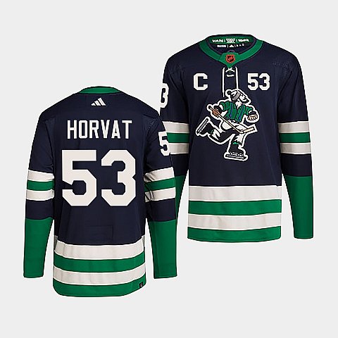 Men's Vancouver Canucks #53 Bo Horvat with C patch 2022-23 Reverse Retro Jersey
