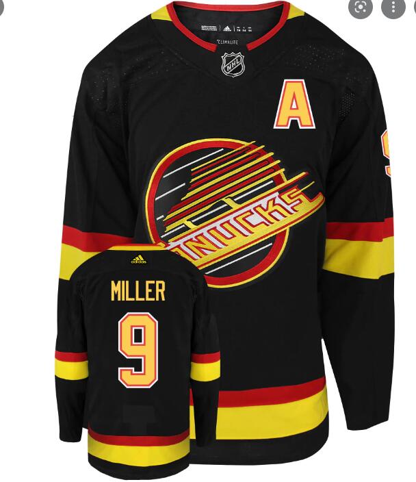 Men's Vancouver Canucks #9 JT Miller Adidas Black Primegreen Authentic NHL Hockey Jersey