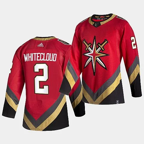 Men's Vegas Golden Knights #2 Zach Whitecloud 2021 Reverse Retro Red Authentic Jersey Red