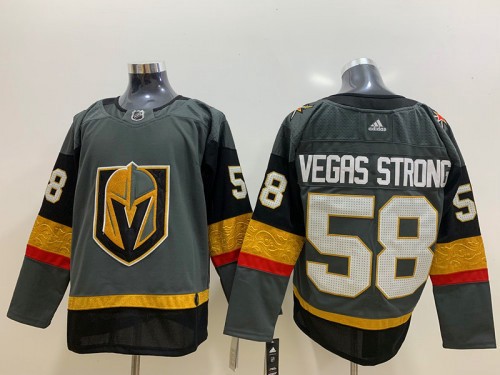 Men's Vegas Golden Knights #58 Vegas Strong Grey NHL Jersey