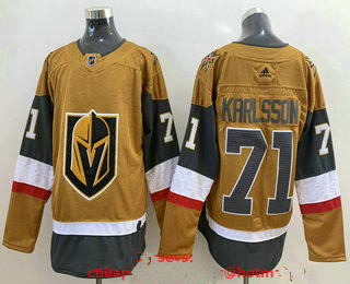 Men's Vegas Golden Knights #71 William Karlsson Gold 2020-21 Alternate Stitched Adidas Jersey
