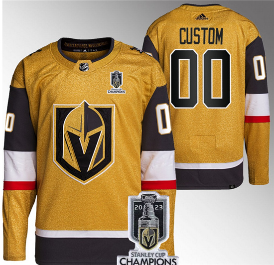 Men's Vegas Golden Knights Active Player Custom Gold 2023 Stanley Cup Champions Stitched Jersey