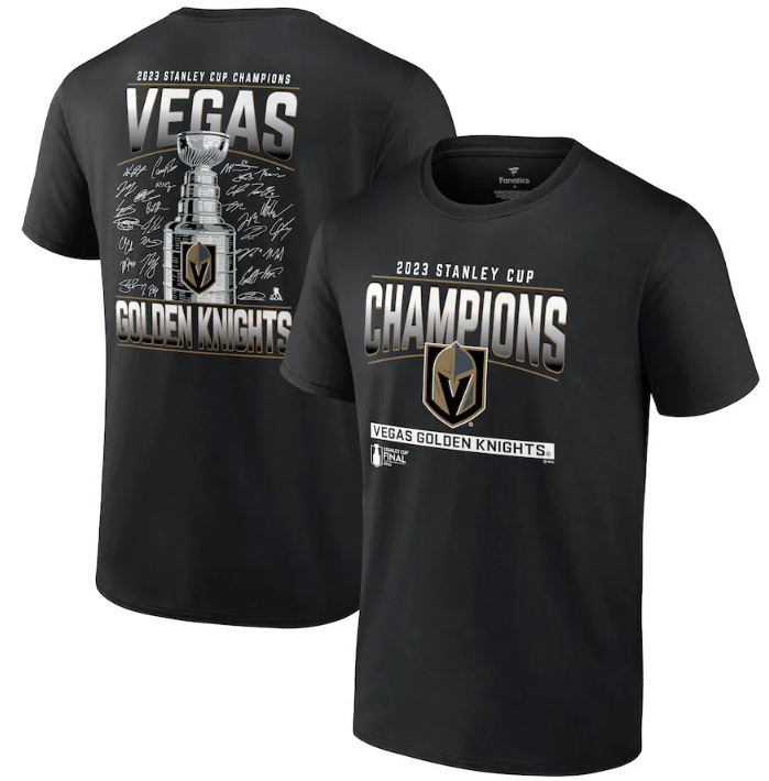 Men's Vegas Golden Knights Black 2023 Stanley Cup Champions Signature Roster T-Shirt