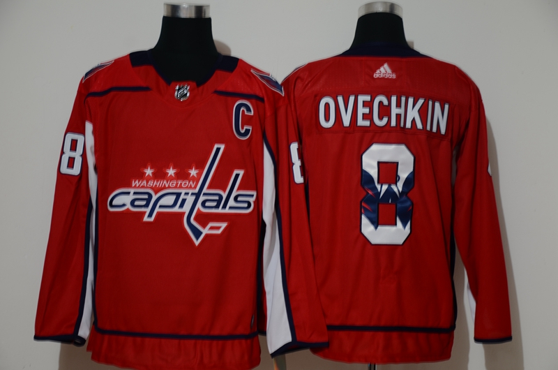 Men's Washington Capitals #8 Alexander Ovechkin Red With Team Logo Adidas Stitched NHL Jersey