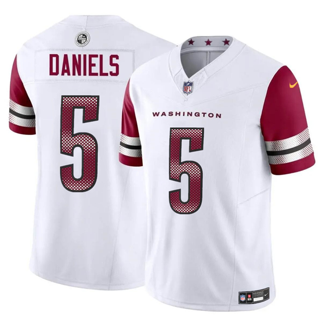 Men's Washington Commanders #5 Jayden Daniels White 2024 Draft F.U.S.E Vapor Limited Football Stitched Jersey