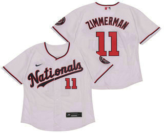 Men's Washington Nationals #11 Ryan Zimmerman White Stitched MLB Flex Base Nike Jersey