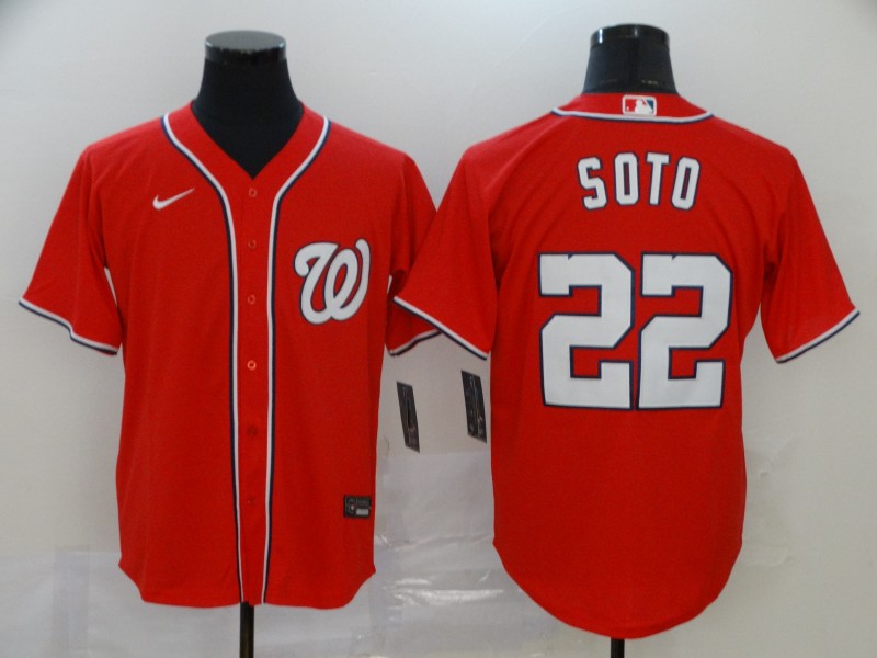 Men's Washington Nationals #22 Juan Soto Red Stitched MLB Cool Base Nike Jersey