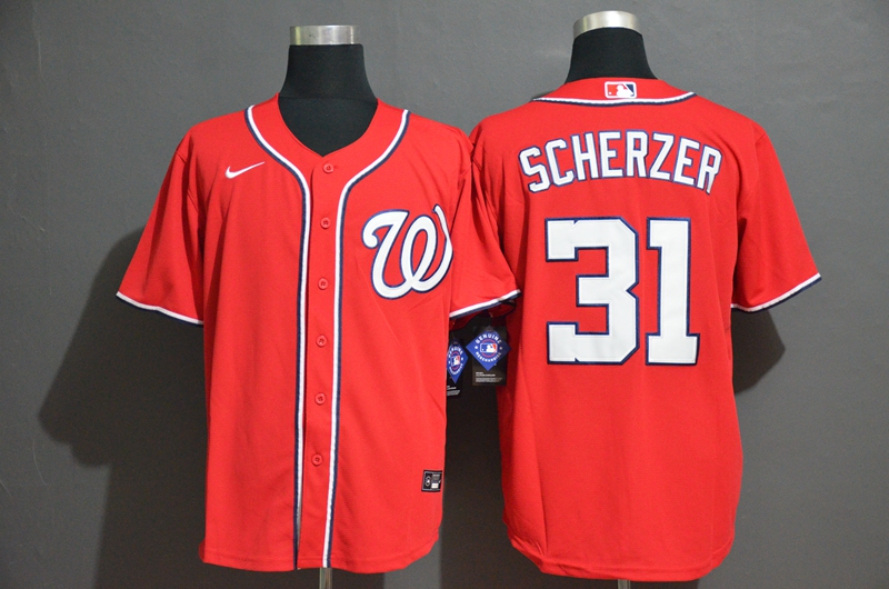Men's Washington Nationals #31 Max Scherzer Red Stitched MLB Cool Base Nike Jersey