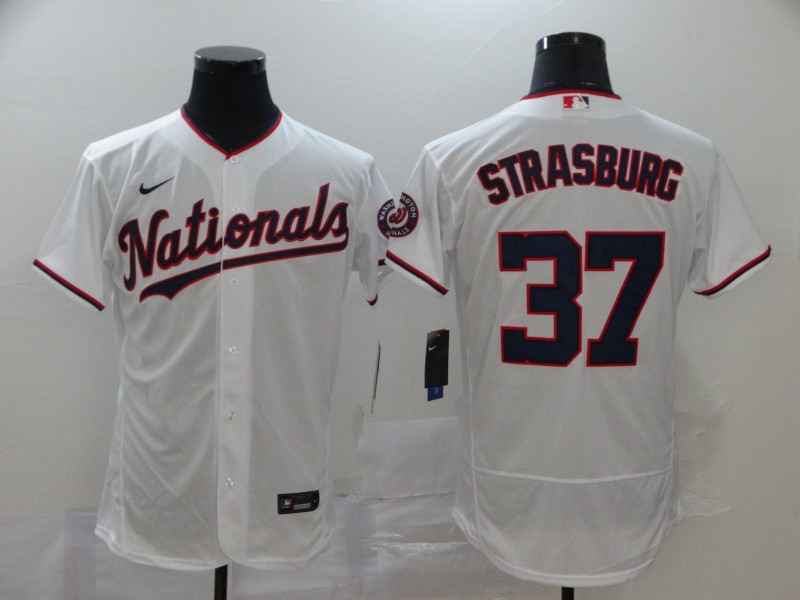 Men's Washington Nationals #37 Stephen Strasburg White Stitched MLB Flex Base Nike Jersey