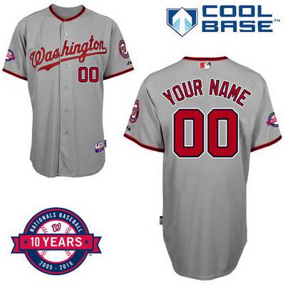 Men's Washington Nationals Personalized Road Jersey With  Commemorative 10th Anniversary Patch