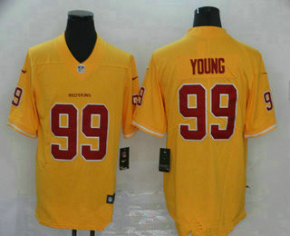 Men's Washington Redskins #99 Chase Young Gold 2020 Color Rush Stitched NFL Nike Limited Jersey