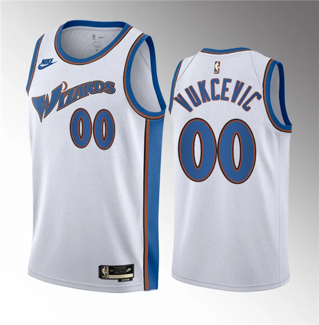Men's Washington Wizards #00 Tristan Vukcevic White 2023 Draft Classic Edition Stitched Jersey