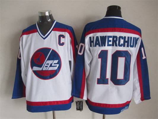 Men's Winnipeg Jets #10 Dale Hawerchuk 1979-80 White CCM Vintage Throwback Jersey