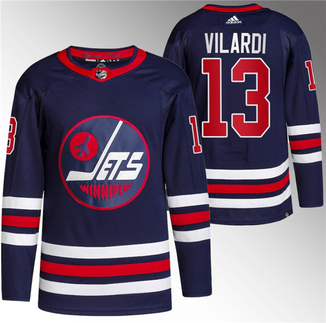 Men's Winnipeg Jets #13 Gabriel Vilardi 2021-22 Navy Stitched Jersey